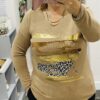 Brown Or Cream Animal Foil Print Top