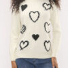 White Diamante Heart Embellished Jumper