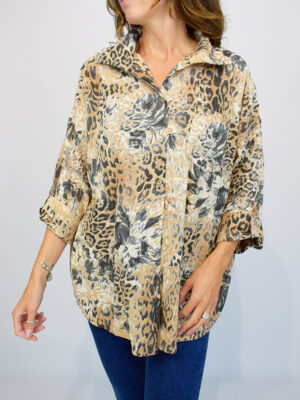 Abstract Oversized Animal Print Cotton Shirt Various Colours