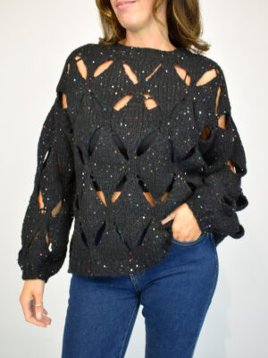 Cut Out Sequin Jumper In Various Colours