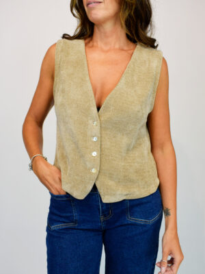 Stone Lightweight Button Front Waistcoat