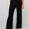 Black High Waisted Button Front Stretch Cotton Mix Trousers In Various Sizes