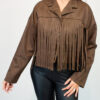 Brown Or Black Cropped Fringe Jacket