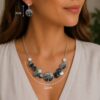 Grey Ombre Tree Detail Discs Short Necklace And Earring Set
