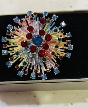 Colourful Multi Diamante Starburst Magnetic Broach