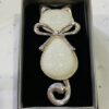 White Marble Effect Magnetic Cat Broach