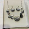 Grey Ombre Tree Detail Discs Short Necklace And Earring Set