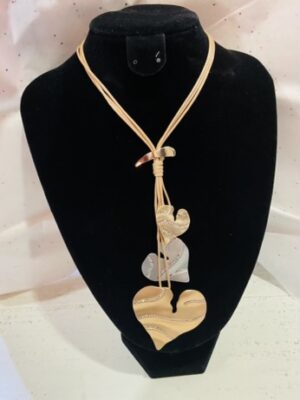 Gold/Silver Diamante Detailed Hearts Long Necklace