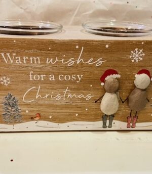 Warm Wishes For Christmas Pebble People Tea Light Holder