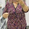 Purple/Multi Animal Retro Print Diamante Zip Detail Top