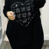 Black, Wine, Or Chocolate Brown Oversized Sequin Heart Tunic