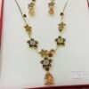 Mixed Brown Diamante Floral Short Necklace And Earring Set