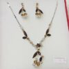 Mixed Browns Leafy Diamante Short Necklace And Earring Set