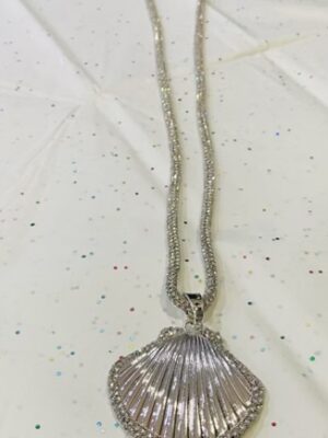 Super Glittery Sparkle Shell On Matching Long Necklace