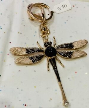 Black/Gold Dragonfly Key Ring/Bag Charm