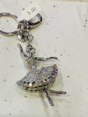 Silver Diamante Ballerina Bag Key Ring/Bag Charm