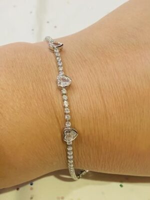 Triple Diamante Hearts Bracelet