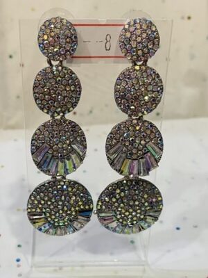4 Diamante Circles Silver Earrings