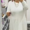 White Greek Diamante Trim Long Jumper