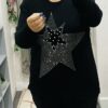 Black, Navy, Or Winter White Diamante And Pearl Embellished Large Star Detail Jumper