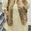 Light Brown Animal Print Quilted Lightweight Gilet