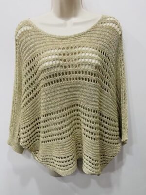 Lurex Beige Gold Thread Detail Jumper
