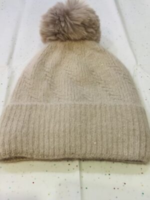 Beige, Black, Or Grey Subtle Sequin Detail Pom Pom Hat