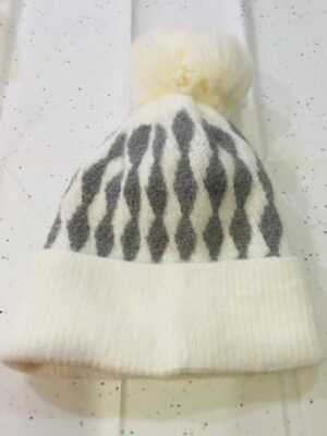 Cream/Grey Pom Pom Hat