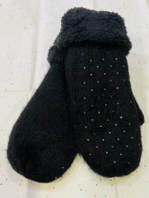 Black Diamante Embellished Mittens