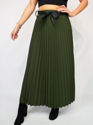 Green Or Chocolate Brown Long Pleated Skirt