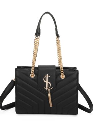 Black, Or Grey Designer Inspired Tassel Detail Shoulder Bag