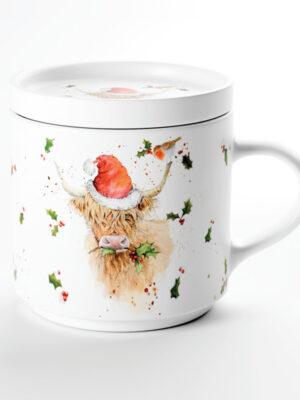 Jan Pashley Highland Cow Mug And Coaster Lid Set