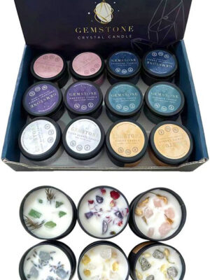 Gemstone Crystal Soy Wax Candle Tin Various Stones