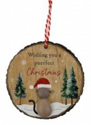'Wishing You' Festive Cat & Dog Pebble Hangers