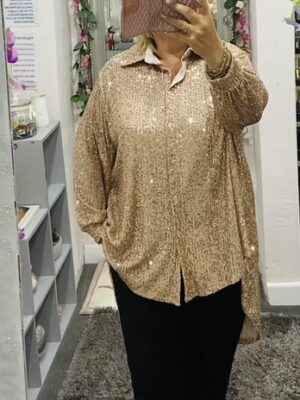 Long Gold Sequin Shirt
