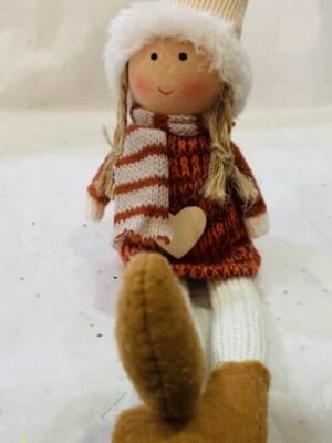 Sitting Little Girl With Striped Scarf