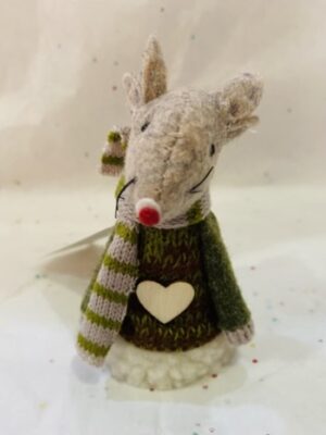 Small Green Mouse With Striped Scarf