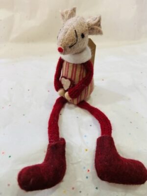 Red Stripe Mouse With Heart Motif And Dangly Legs