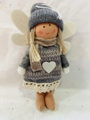 Grey Angel With White Heart Motif