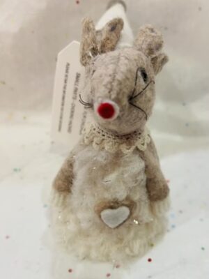 Small Cream Mouse With Pointy Hat Detail