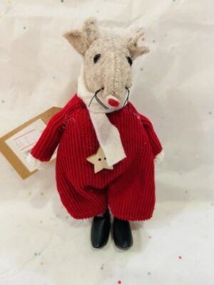 Red Mouse With Wooden Star Motif And Clogs