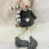 Grey Dangly Legs Mouse With White Heart Motif And Striped Scarf