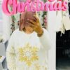 Cream Gold Foil Snowflakes Print Soft Knit Jumper