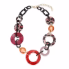 Red/Purple/Black Animal Print Jewel Detail Chain link Ring Colourful Necklace