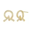 Gold Knot Twist Diamante Loop Earrings