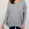 Grey Or Camel Lace Floral Embellished Long Line Oversized Jumper