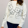 Ivory, Black, Or Mocha Multi Sequin Floral Jumper
