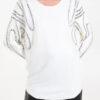 Ivory Embellished Swirl Shoulder Detail Soft Knit Jumper