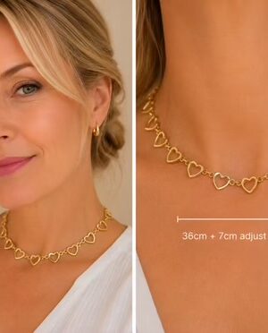 Multiple Gold Hearts On A Short Chain Necklace