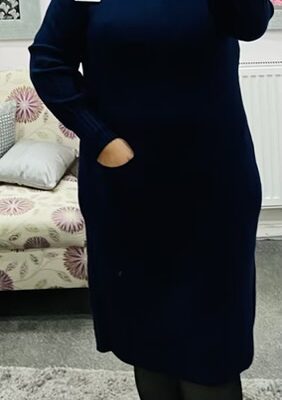 Soft Knit Plain 2 Pocket Detail Jumper Tunic Dress In Various Colours